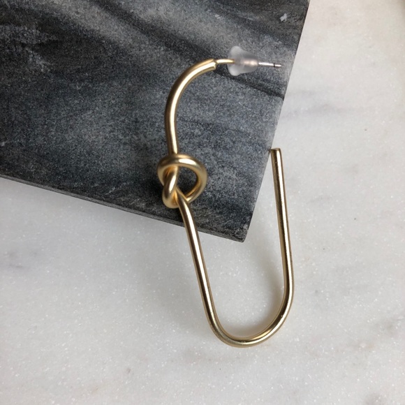 Knotted U Shaped Hoop Earrings - Picture 3 of 6